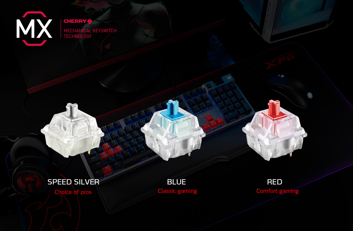 Bàn phím cơ Adata XPG Summoner RGB (Silver sw)  trang bị switch Cherry MX rgb cao cấp